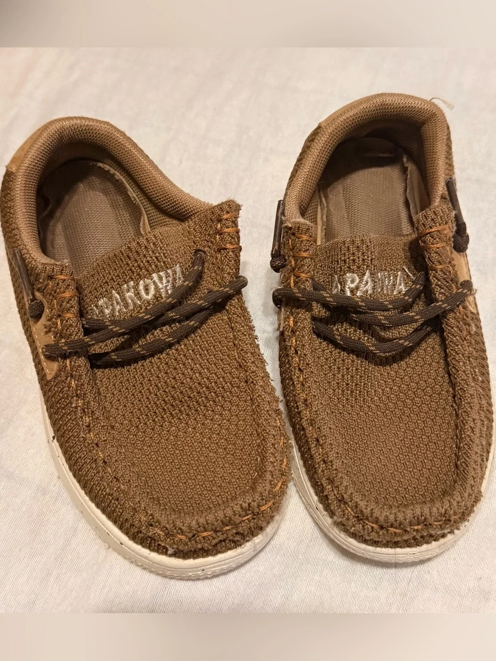 Kids Brown Knit Moccasin Slip-On Shoes